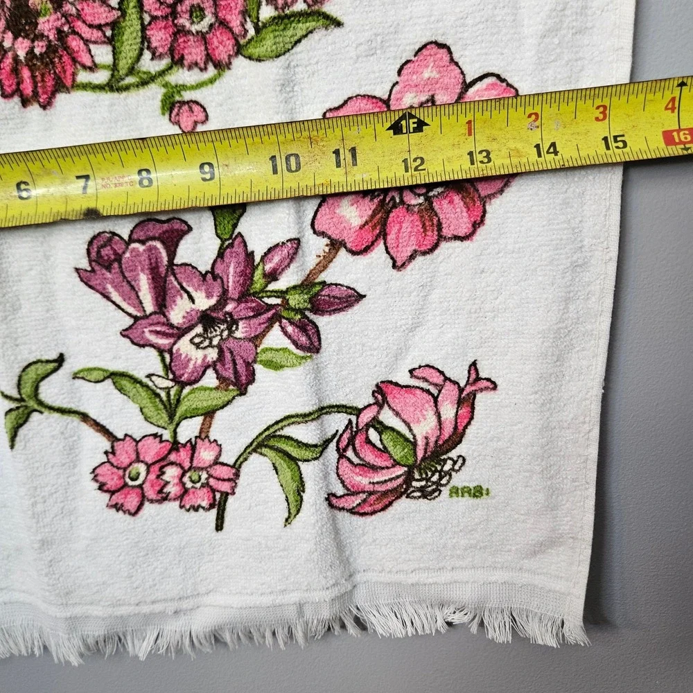 Vtg Cannon JCPenney Floral Bath, Hand Towel Washcloth Set White Pink Purple